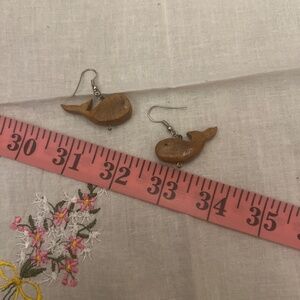 Wooden whale earrings